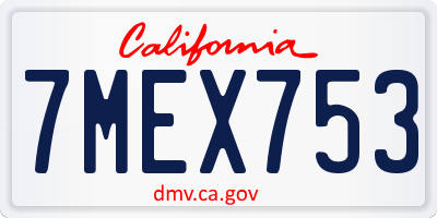CA license plate 7MEX753