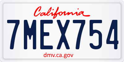 CA license plate 7MEX754