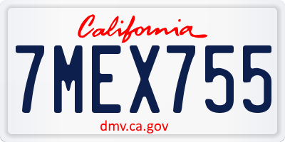 CA license plate 7MEX755