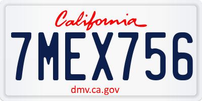 CA license plate 7MEX756