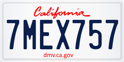 CA license plate 7MEX757