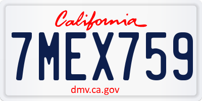 CA license plate 7MEX759