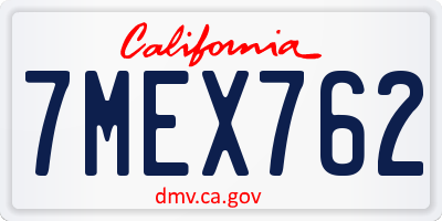 CA license plate 7MEX762