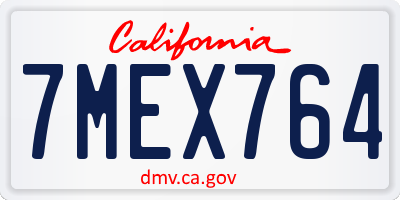 CA license plate 7MEX764