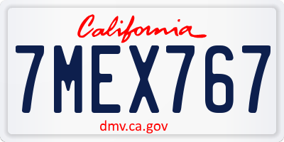 CA license plate 7MEX767
