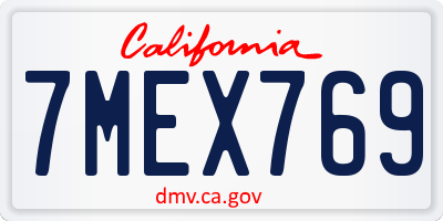 CA license plate 7MEX769