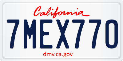 CA license plate 7MEX770