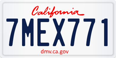 CA license plate 7MEX771