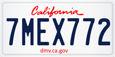 CA license plate 7MEX772