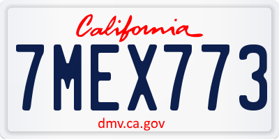 CA license plate 7MEX773