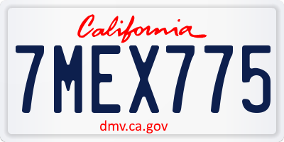 CA license plate 7MEX775