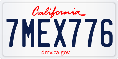 CA license plate 7MEX776