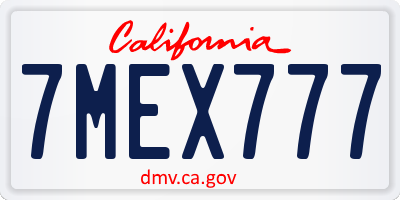 CA license plate 7MEX777
