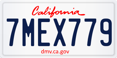 CA license plate 7MEX779