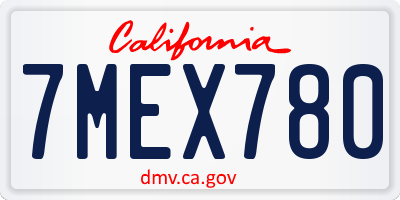 CA license plate 7MEX780