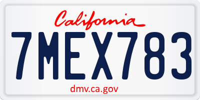 CA license plate 7MEX783
