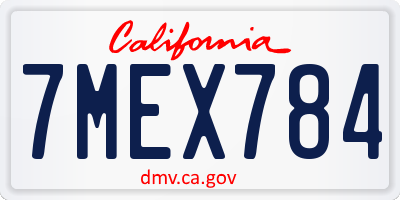 CA license plate 7MEX784