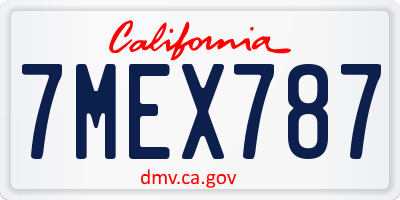CA license plate 7MEX787