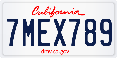 CA license plate 7MEX789