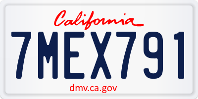 CA license plate 7MEX791