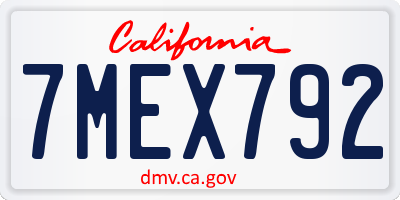CA license plate 7MEX792