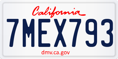 CA license plate 7MEX793