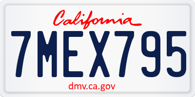 CA license plate 7MEX795