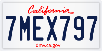 CA license plate 7MEX797