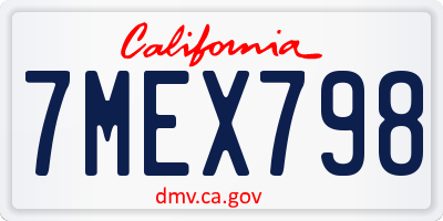 CA license plate 7MEX798