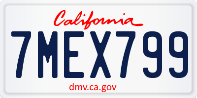 CA license plate 7MEX799