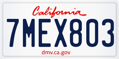 CA license plate 7MEX803