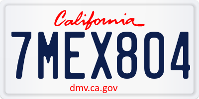 CA license plate 7MEX804