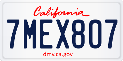 CA license plate 7MEX807