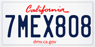 CA license plate 7MEX808