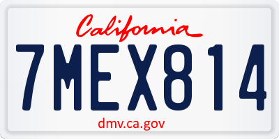 CA license plate 7MEX814