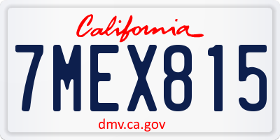 CA license plate 7MEX815