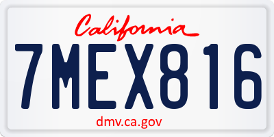 CA license plate 7MEX816