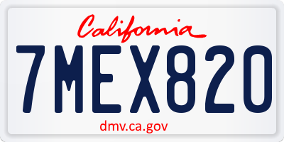 CA license plate 7MEX820