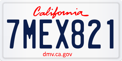 CA license plate 7MEX821