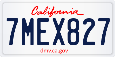 CA license plate 7MEX827