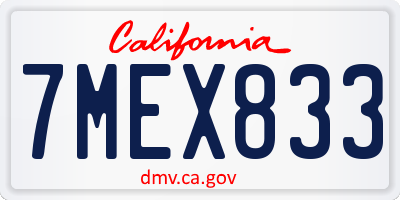 CA license plate 7MEX833