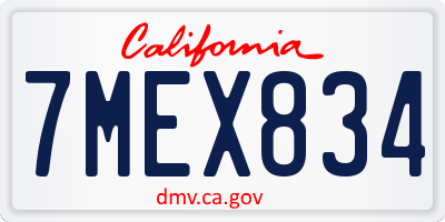 CA license plate 7MEX834