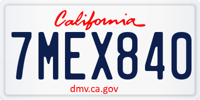 CA license plate 7MEX840