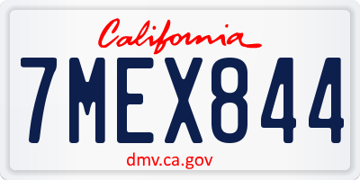 CA license plate 7MEX844