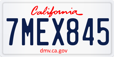 CA license plate 7MEX845