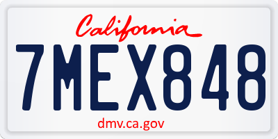 CA license plate 7MEX848