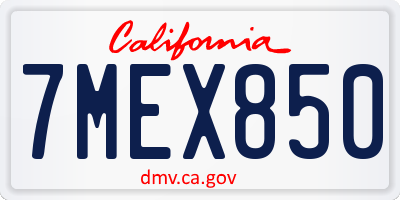 CA license plate 7MEX850