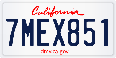 CA license plate 7MEX851