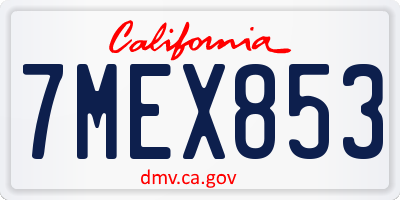 CA license plate 7MEX853