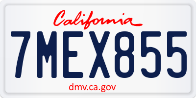 CA license plate 7MEX855